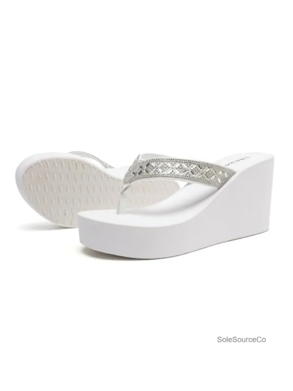 Rhinestone Wedge Sandals Platform Flip Flops Wedding Shoes Dressy